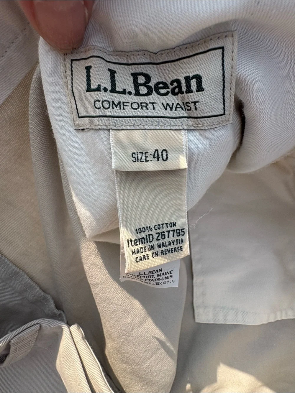 L.L.Bean Comfort Waist Men’s Khaki Chino Shorts Size 40 100% Cotton